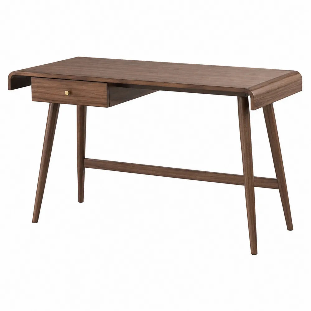 Walnut Veneer Office Desk with Drawer 120cm x 60cm x 75cm