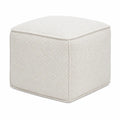 Ivory Sherpa Fabric Ottoman Pouf 45cm