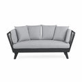 Outdoor Three-Seater Sofa Aluminum Frame Grey Polyester Cushions