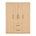 Engineered Wood 4-Door Wardrobe with 2 Drawers, Natural