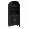 Black MDF Storage Cabinet with Shelves and Doors 180cm