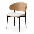 Wooden Backrest Dining Chair with Fabric Seat and Black Legs