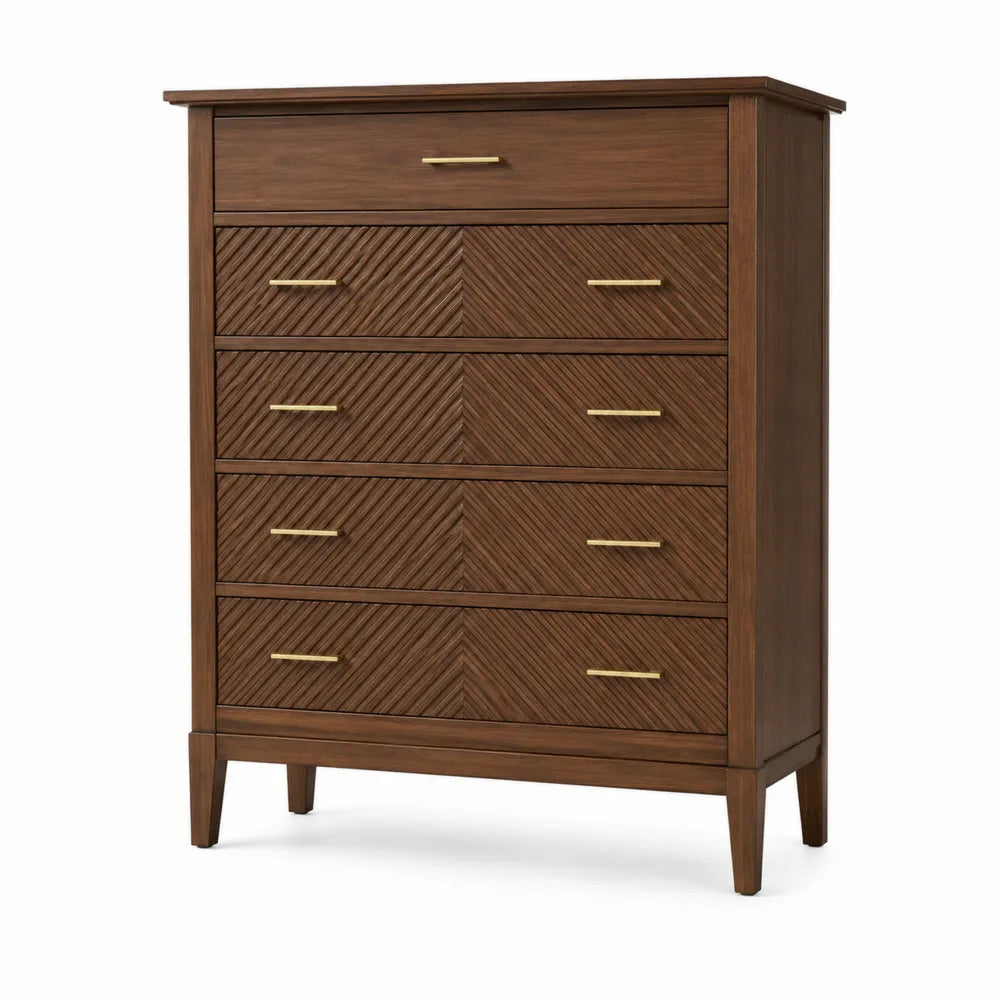 Wood Dresser with Chevron Pattern 5-Drawer