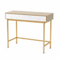 Rectangular Wood Desk with Metal Frame Light Wood/Gold