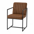 Brown Faux Leather Dining Chair with Steel Frame
