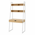 Ladder Desk with Shelves Wood and Metal Frame Natural White 180cm
