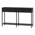 Black Wood Console Table with Metal Accents