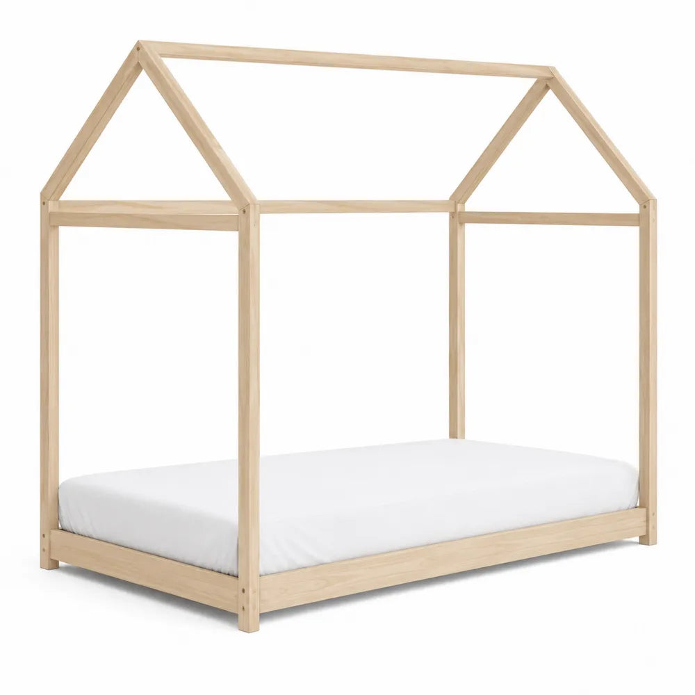 Wood House Frame Bed for Kids Pine 90 cm x 200 cm