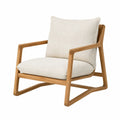 Wooden Lounge Chair with Beige Upholstery