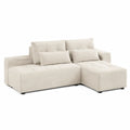 L-Shaped Fabric Sofa Beige 230cm x 150cm x 85cm