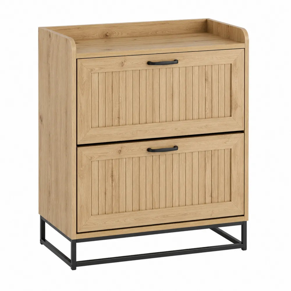 Wooden 2-Drawer File Cabinet with Metal Base