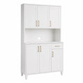 White MDF Storage Cabinet with Gold Metal Handles 180cm H x 90cm W x 40cm D