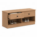 Wood Shoe Storage Bench with Drawers Oak 80 cm