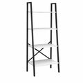 Ladder Bookshelf MDF Shelves with Metal Frame White Black 4-Tier 60x45x180cm