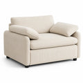 Beige Corduroy Chair with Cushions