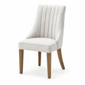 Polyester Upholstered Dining Chair with Solid Wood Legs Beige