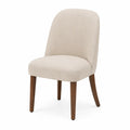 Dining Chair Polyester Upholstered Beige Wood Legs