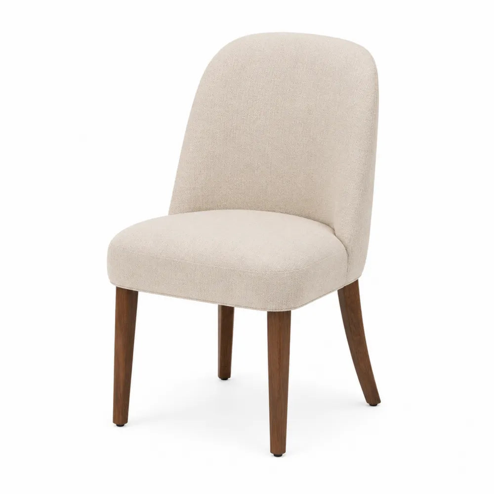 Dining Chair Polyester Upholstered Beige Wood Legs