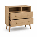 Oak Wood Dresser with Two Drawers and Open Shelves 90cm